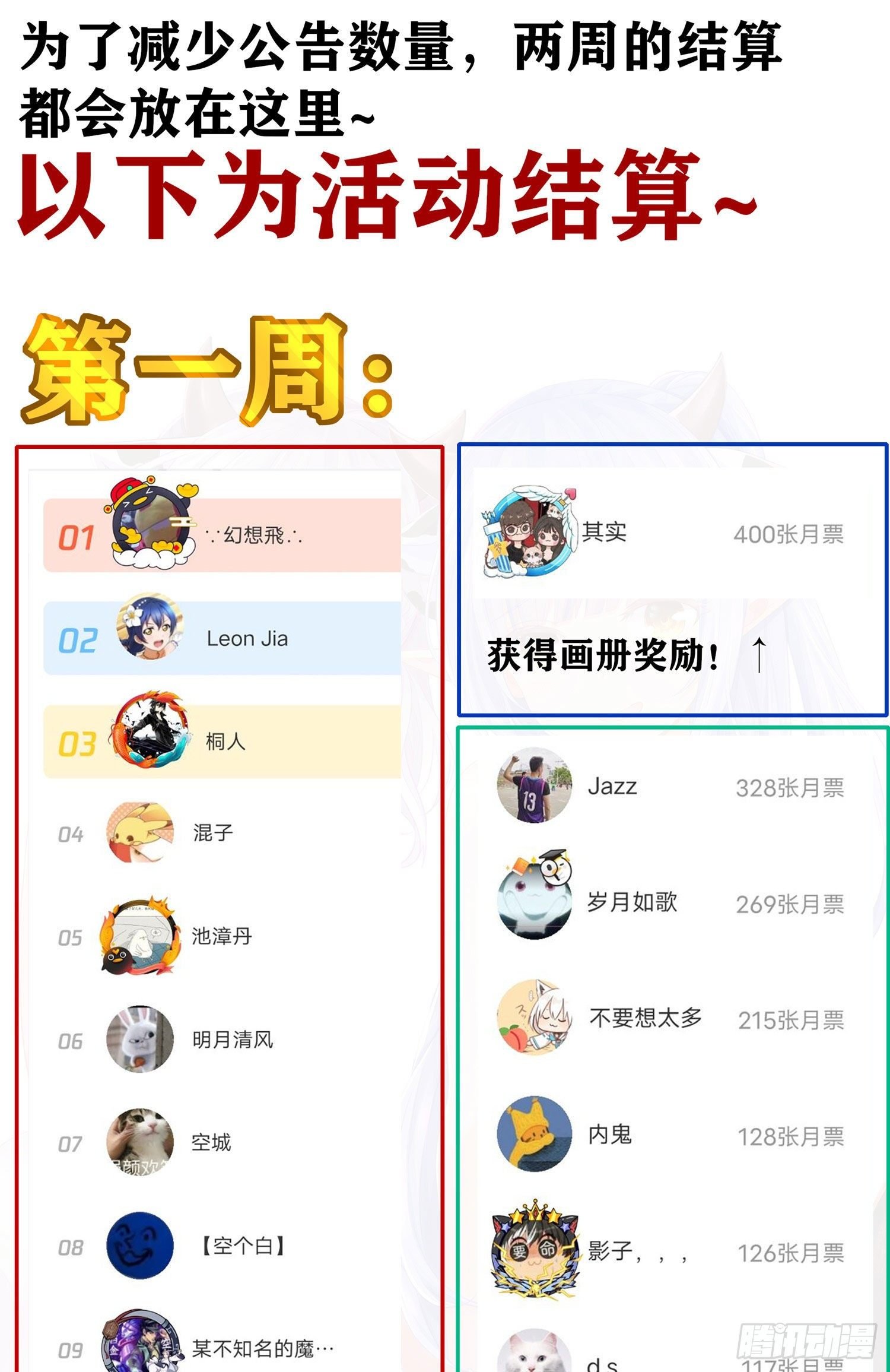 两周活动结果都在这~