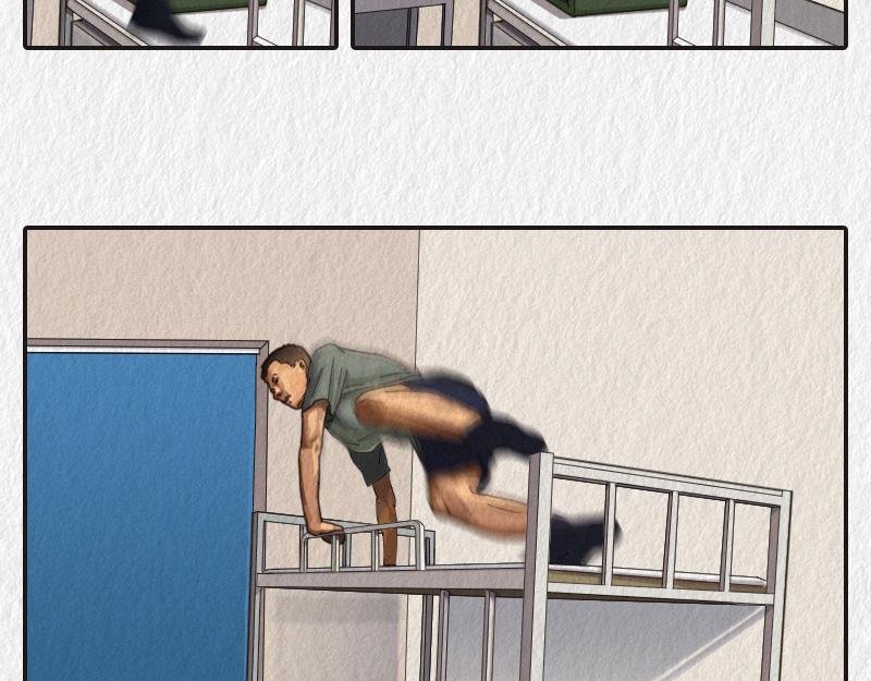 来看看上铺的兄弟如何上床