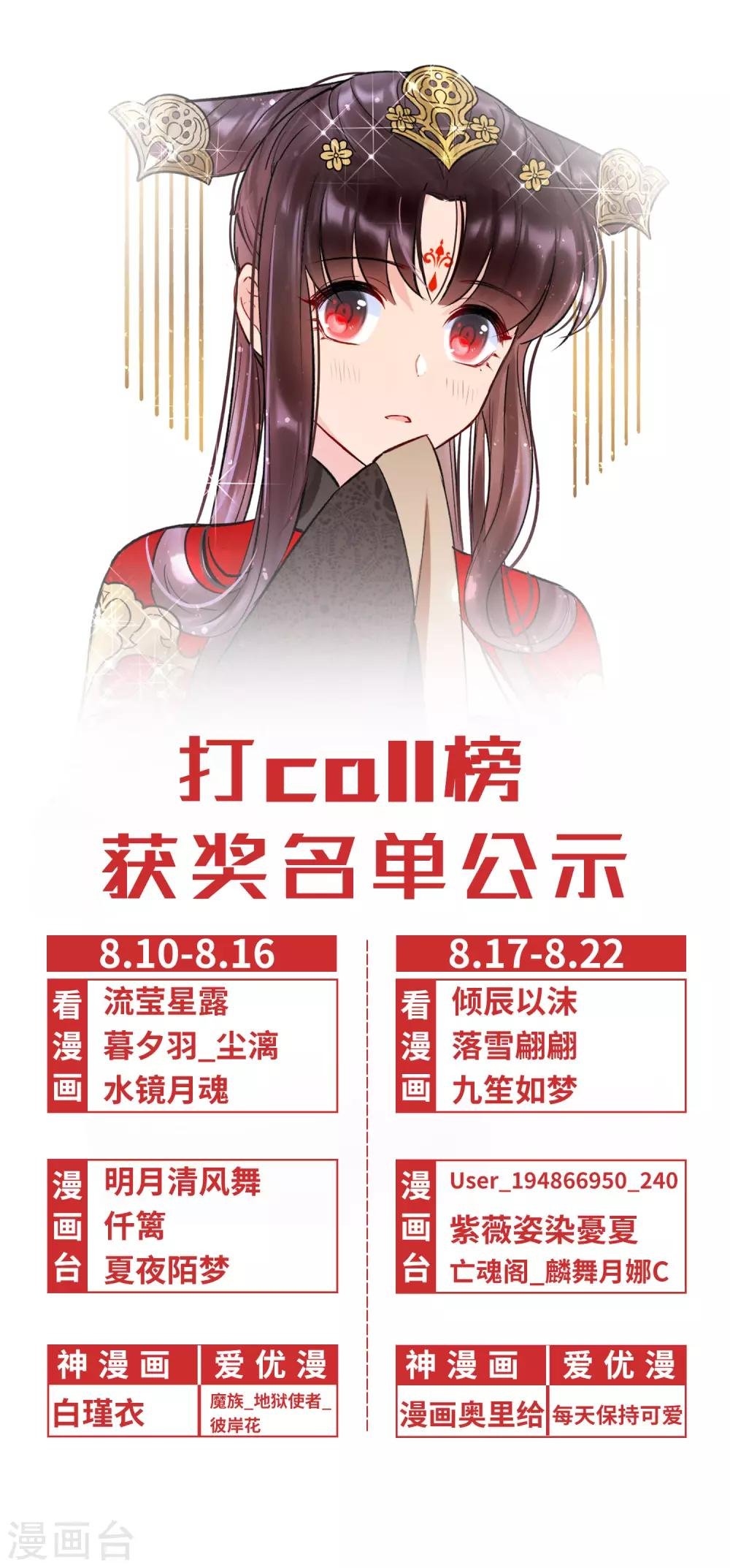 打call榜获奖名单公示